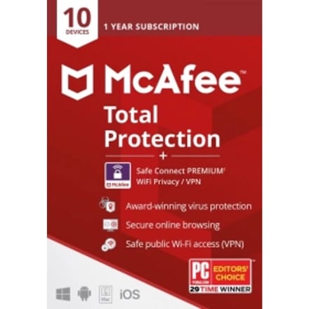 McAfee Total Protection | + VPN | 10 Apparaten | 1 Jaar | Windows, Mac, Android &amp; iOS