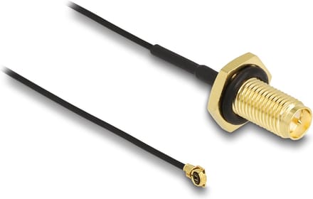 Delock Antenna Cable RP-SMA jack bulkhead to I-PEX Inc., MHF® I plug 1.13 35 cm thread length 10 mm splash proof