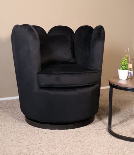 Fauteuil Daphne velvet zwart draaibare fauteuil