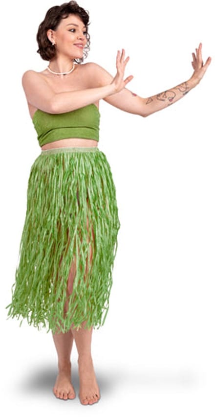 Raffia kilt, volwassene, groen