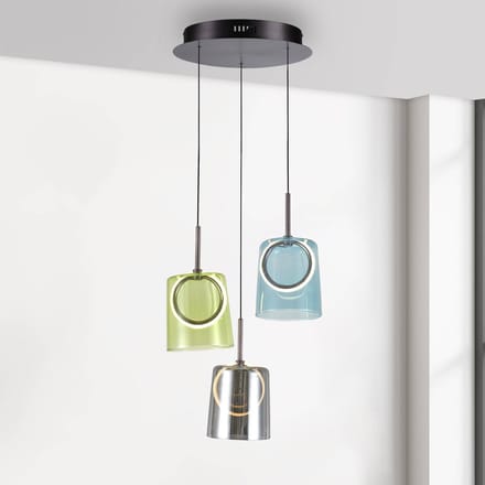 Paul Neuhaus LED hanglamp Zula, Ø 40 cm, kleurrijk, 3-lamps.