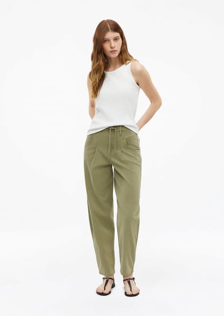 Enkel lengte gekleurde broek met taillekoord voor dames s.Oliver