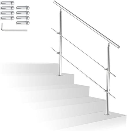 Roestvrijstalen Leuning - Balkon Reling - Veilig Traplopen - Instelbare Hoek - 150 cm - Zilver
