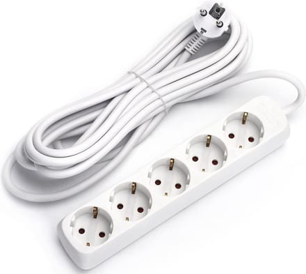 Stekkerdoos - Verlengsnoer - Aigi Synci - 3680W - 5 Stopcontacten - 5 Meter - Wit | Nederland
