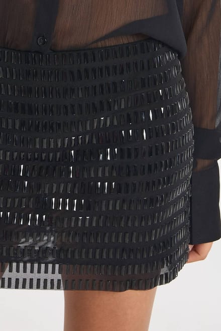 boohoo Dames Pailletten Mini A-lijn Rok | Black | Maat: 14