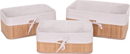 Set van 3 opbergmanden MCW-C21, opbergmand sorteerdoos plankmand, bamboe ~ natuurlijke kleur