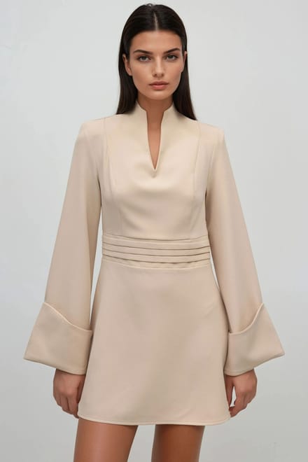 Elegante V-hals Lange Mouwen Mini-jurk