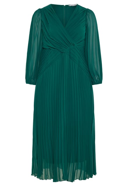 Yours London Curve Geplooide Jurk In Groenblauw Size 48