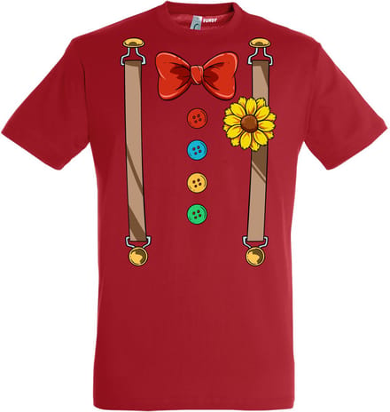 T-shirt Bretels Kostuum | Carnaval | Carnavalskleding Dames Heren | Rood | maat M