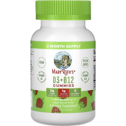 MaryRuth's, Gommes de vitamine D3 + B12, fraise, 60 gommes