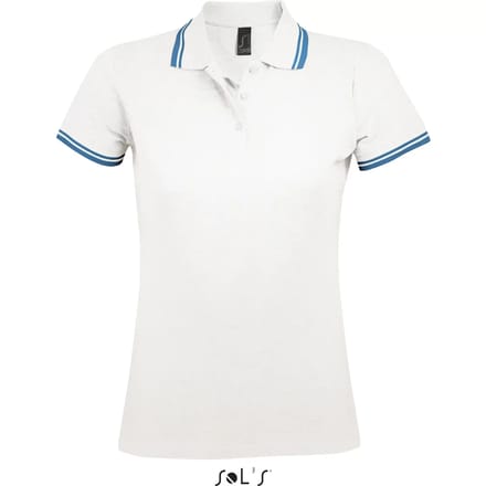 SOL'S Women´s Polo Shirt Pasadena L586 - White/Aqua - M