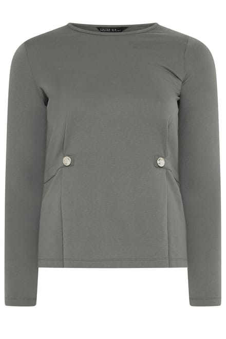 Limited Collection Grijze Top Met Knoopdetails In De Taille Size 48