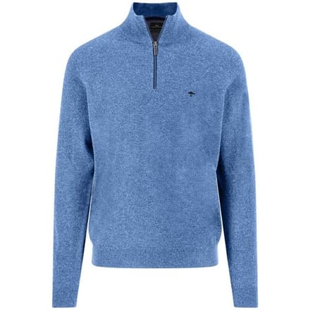Fynch-Hatton Trui Troyer Zip Lambswool Crystal Blue / male