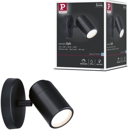 Spotlight Zyli IP44 GU10 230V max. 10W dimbaar Zwart mat