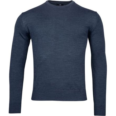 Baileys Trui Merino Wool Crew Neck Uni Color Single Knit Denim Blue / male