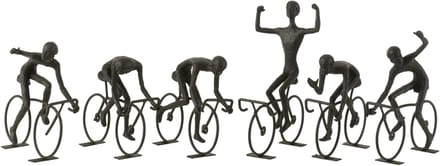 J-Line decoratie Fietsers - polyresin/metaal - zwart - large - 6 stuks