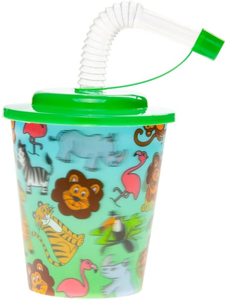 Duckiez 3D Beker Met Rietje En Deksel Wilde Dieren - 12 stuks
