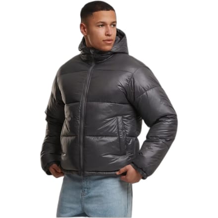 Urban Classics - Shiny With Hood Gewatteerd jack - M - Grijs