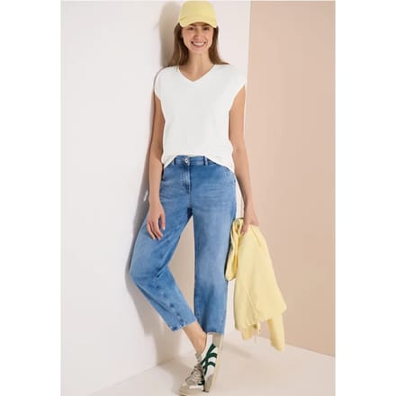 Shirt met overhangende schouders en V-hals