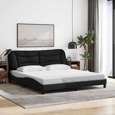 vidaXL - Bedframe - zonder - matras - "Hvar" - stof - zwart - 180x200 - cm