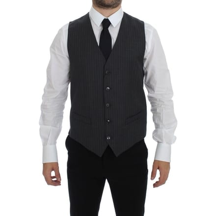 Grijze Gestreepte Wol Vest