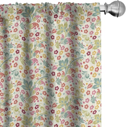 ABAKUHAUS Bloemen Gordijnen – 2x75x175 cm – Multi-kleur