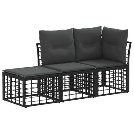 vidaXL - Buiten - bank - set - 3 - st - Zwart - Polyester