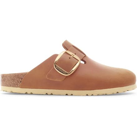 Nubuck leren klompen met een grote gesp Birkenstock Boston