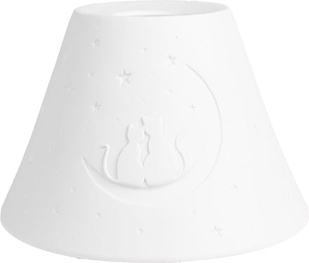 Clayre & Eef Hanglampenkap Ø 15x10 cm Wit Porselein Katten