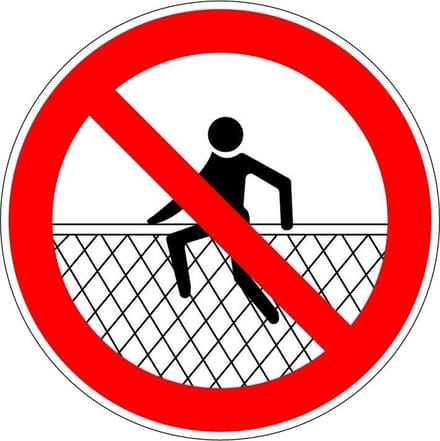 Verboden op hek te zitten sticker 100 mm