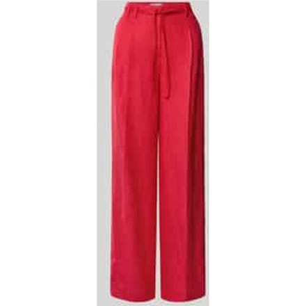 Wide leg broek van linnenmix met riem
