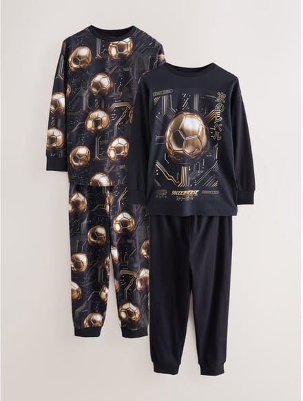Next - Jongens - Set van 2 pyjama's met lange mouwen - Zwart