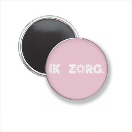 Button Met Magneet 58 MM - Ik Zorg - Licht Roze - NIET VOOR KLEDING