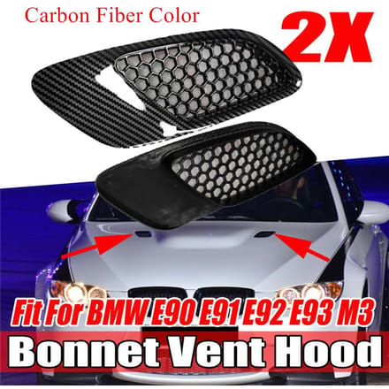 Couvercle de ventilation de capot avant en Fiber de carbone brillante, pour BMW E90 E91 E92 E93 Type M3 gray