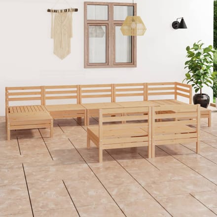 vidaXL - 9-delige - Loungeset - massief - grenenhout