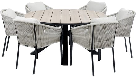 Tuinset Elvira/Cyprus | 6 personen | Rond 150 cm | Rope & polywood