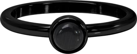Quiges Stapelring Dames - Vulring - RVS Zwart met Natuursteen - Maat 20 - Hoogte 2mm