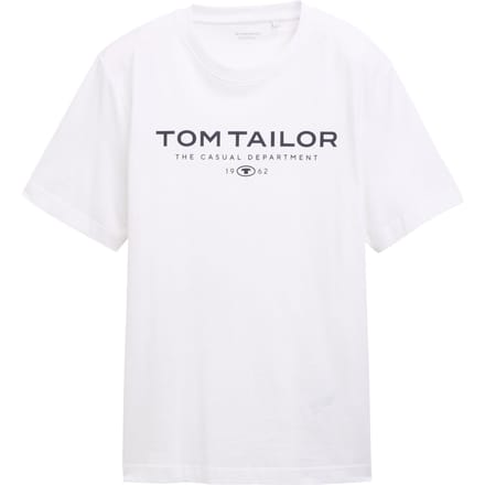 Tom Tailor - Katoenen T-shirt met logo-print - Maat M - White