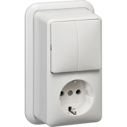 Gira System 55 combinatie WCD/serie RA opbouw verticaal met montageplaat en adapter K/P25 Glanzend wit