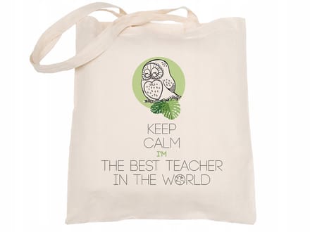The Best Teacher Tas - Ecru Katoen 38x42cm - Cadeau Dag van de Leraar