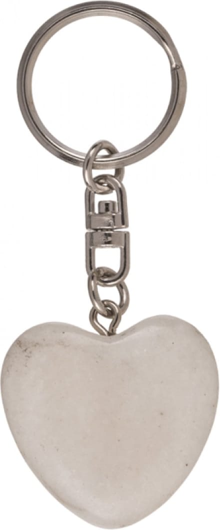 Sleutelhanger Stenen Hart - Worry Stone Heart 3cm - Wit Marmer