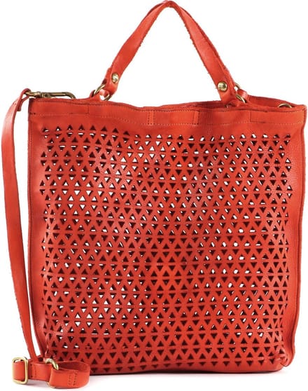 CAMPOMAGGI Leren Schoudertas Handtas Shopping Bag Cotto Oranje