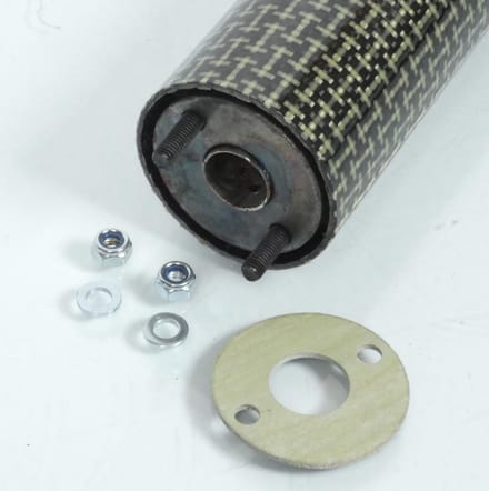 Dempercartouche uitlaat 2 schroeven 37mm kevlar chroom voor scooter