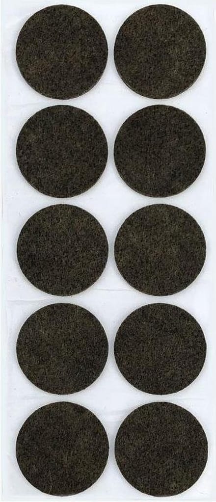 FLE - Plakvilt bruin rond Ø 4,5 cm en hoogte 0,35 cm van vilt - 10 stuks