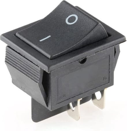 KCD4-202 Wipschakelaar 2 Polig 30x22mm 250V Max. 16A - Zwart