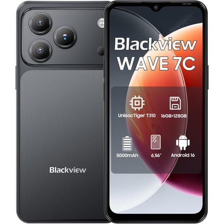 Blackview WAVE 7C 4G AI Smartphone 16GB+128GB 6.56  Android 16 5000mAh Mobiele Telefoon 4+128 zwart