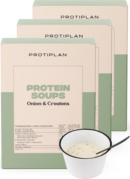 Protiplan - Uiensoep met Croutons - 3 stuks - 3 x 7 x 26,5 g - Eiwitrijk - Gezond afvallen