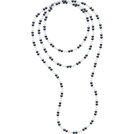 OPERA ketting kralen Freshwater 6-7 mm afwisselend zwart en wit Lengte 160 cm