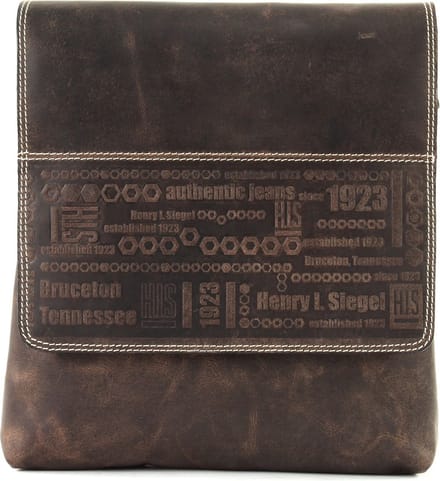 H.I.S Leren Schoudertas Crossover Bag Brown Bruine