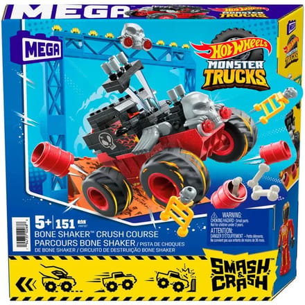 Auto spelletjes Mattel Hot Wheels Monster Trucks Bone Shaker Crush Course Mega Construx